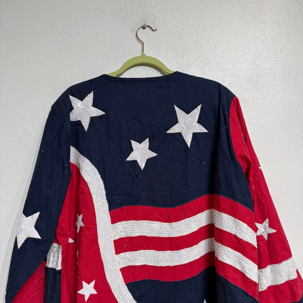 The Quacker Factory Patriotic Sequins Vintage Jacket Sz 1X - Picture 8 of 12